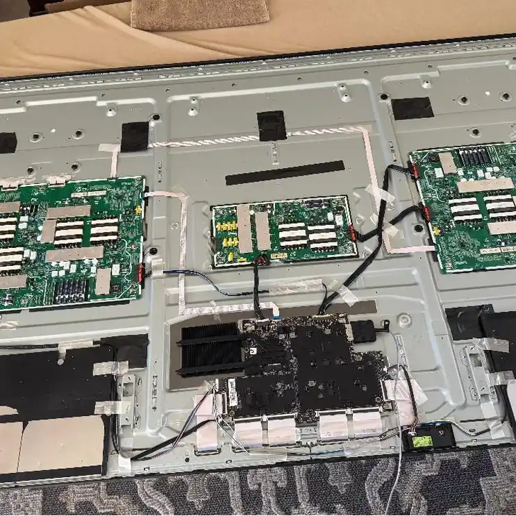 Samsung TV panel repair in progress with genuine spare parts